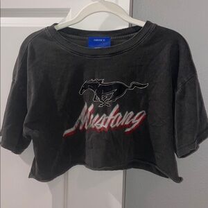 Forever 21 Black Mustang Graphic Crop Top